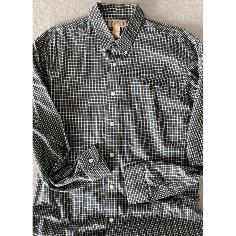 Duluth Trading 2XLT Tall Plaid Long‎ Sleeve Button Front Shirt 100% Cotton
